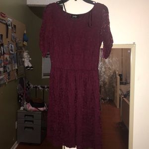 NWOT burgundy lace dress